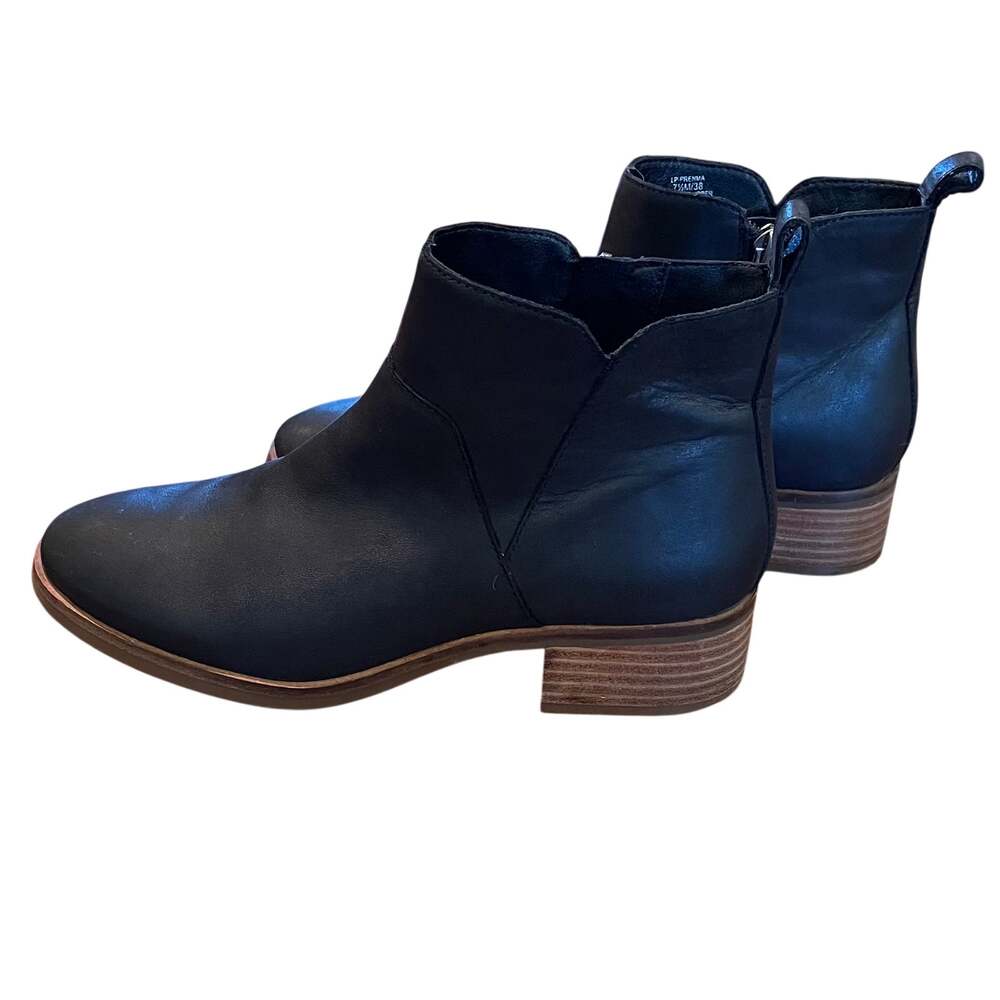 Lucky Brand Prenma Black Leather Ankle Boots, Minimalist, Edgy, Size 7.5